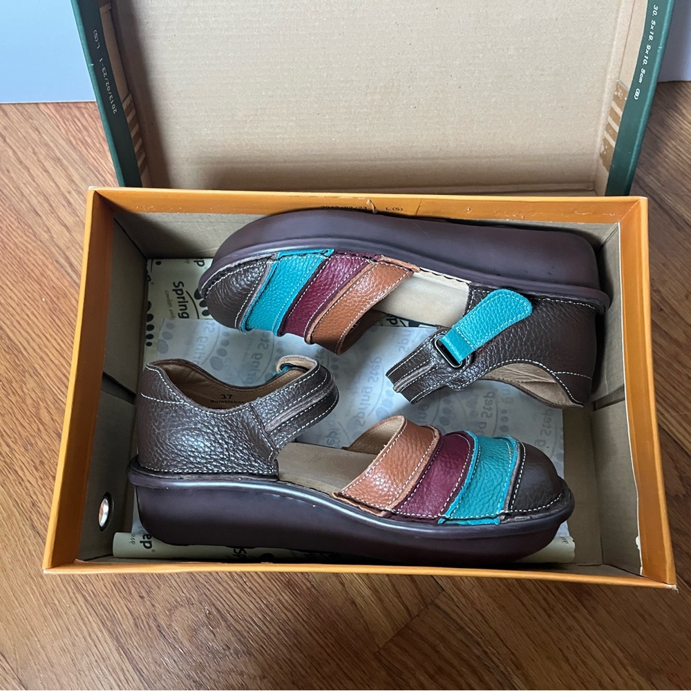 Spring Step Bumblebee Brown Multi Colored Leather… - image 2